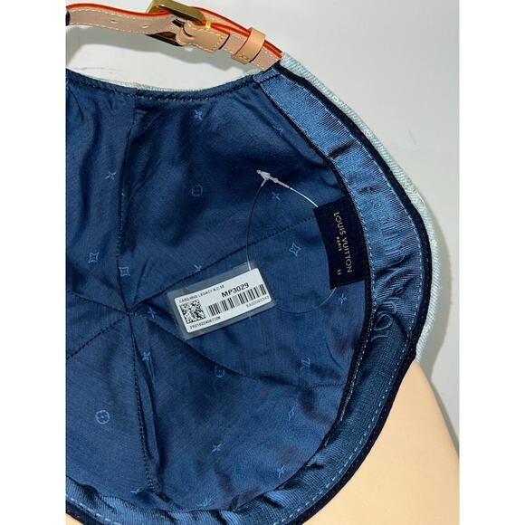 Louis Vuitton Monogram Legacy Cap Light Blue Denim LV Logo Sun Baseball Hat 58 - Picture 9 of 9